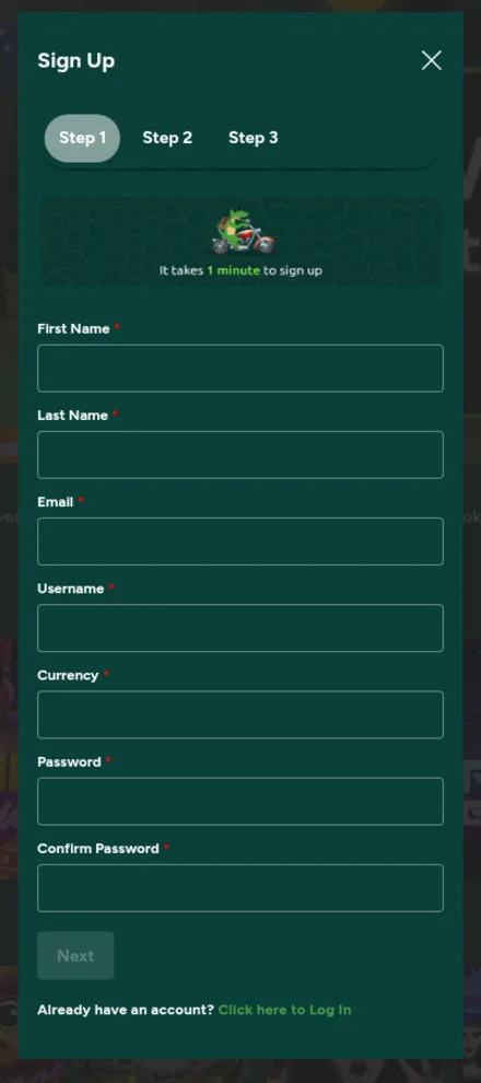 PlayCroco registration form